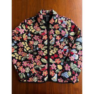 Requirements Women's Fruit and Floral Print Zip Jacket - Size PS